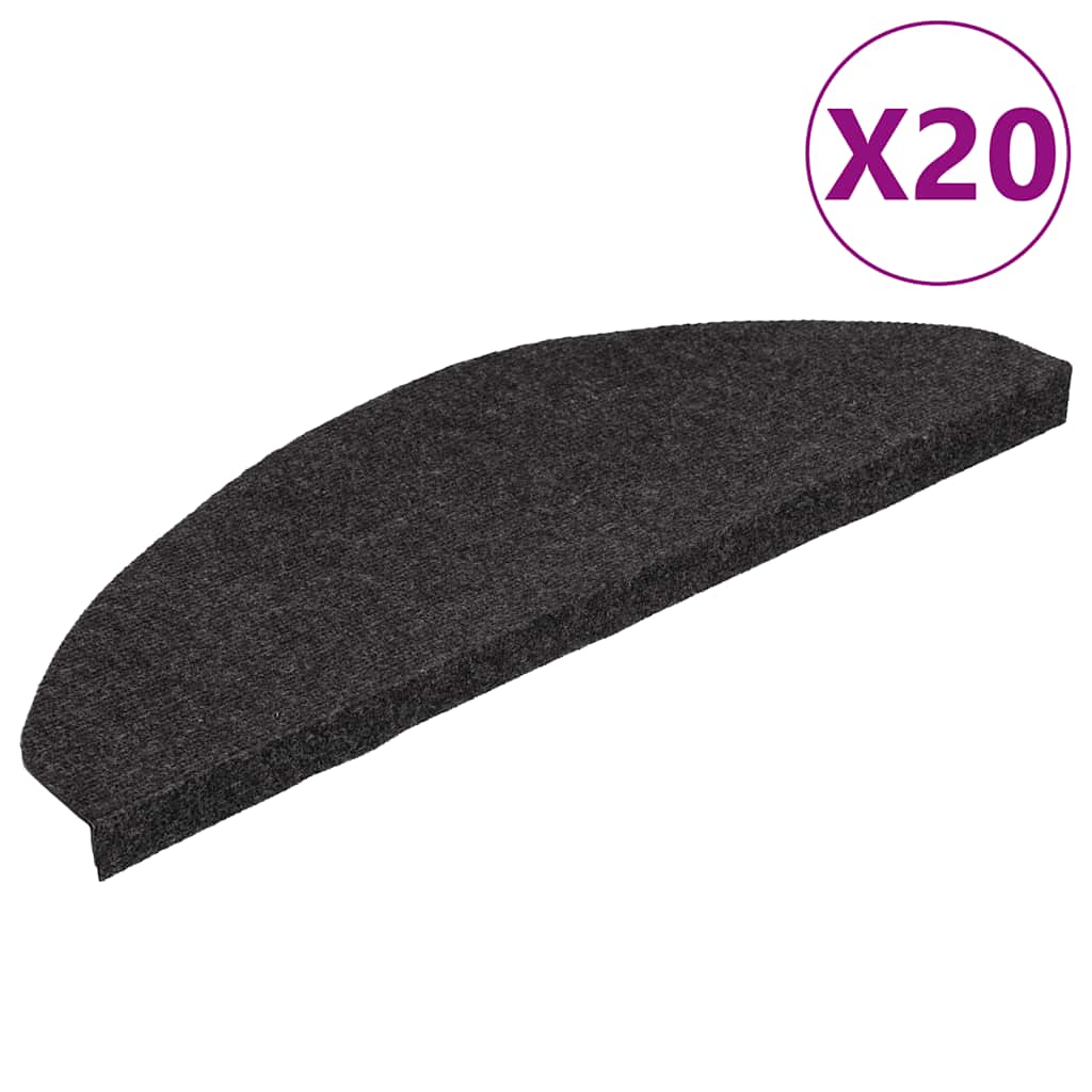 vidaXL Tapis d'escalier auto-adhésifs 20 pcs noir 65x22,5x3,5 cm - 2