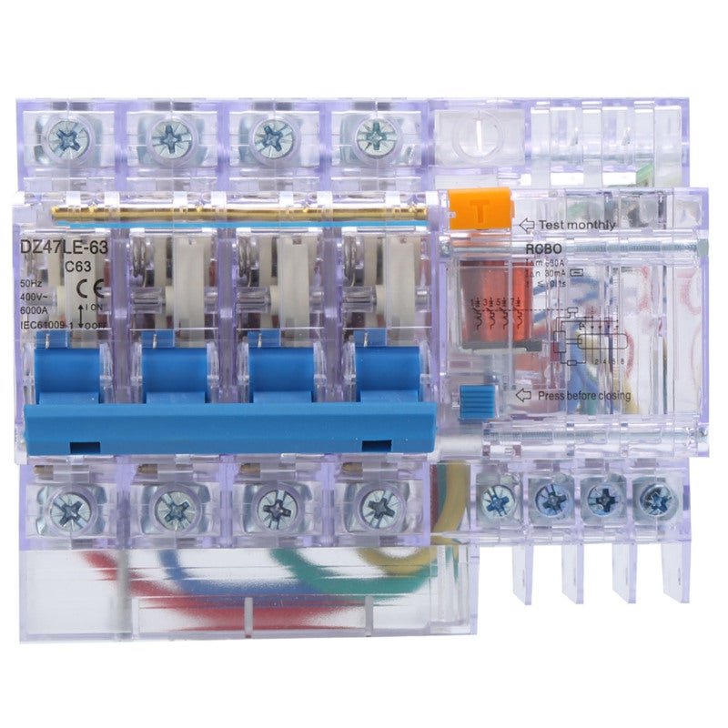 Disjoncteur à fuite de terre domestique transparent, Modèle DZ47LE-63 ...