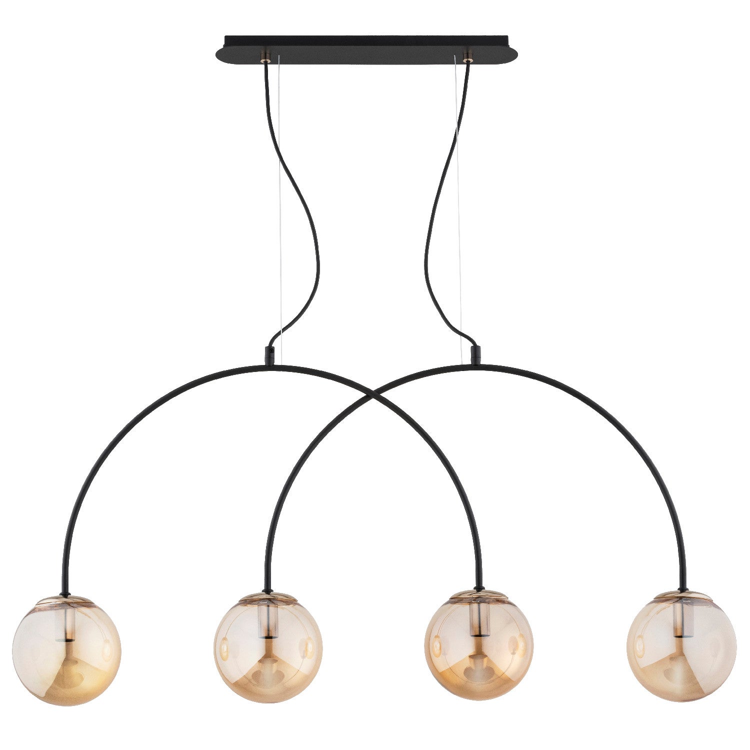 Lampa wisząca Bendo czarno-bursztynowy-złota 4xE14x10W nad stół wym: 95 x 99 x 15 cm metal Alfa