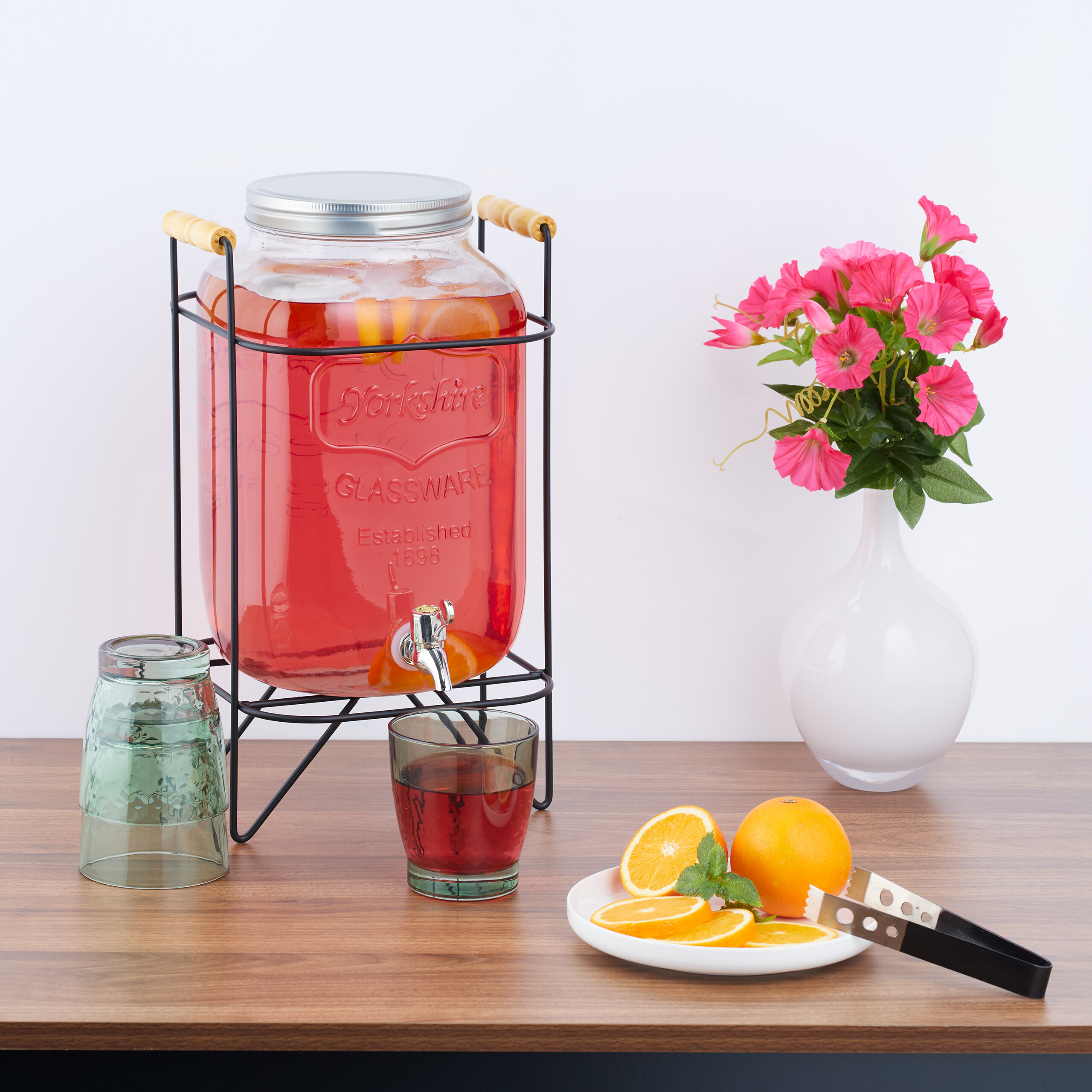 Dispenser Bevande In Vetro Relaxdays 8L Con Rubinetto - Erogatore Per Feste, Design Vintage Con Supporto - Foto 10