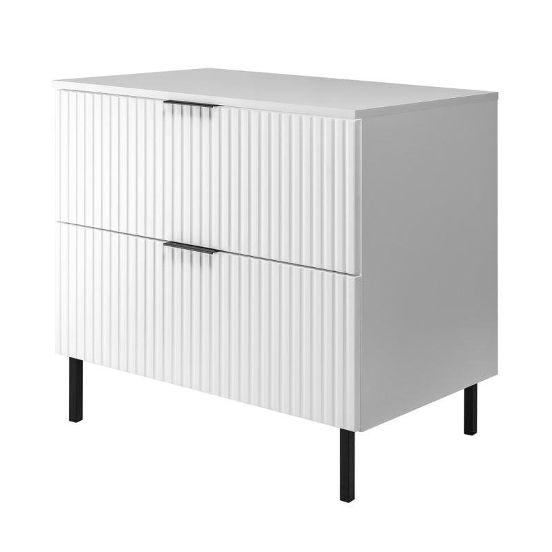 Szafka pod umywalkę z blatem FLOW 80 cm biała 2 kolory uchwytów nóżki w zestawie ryflowane fronty