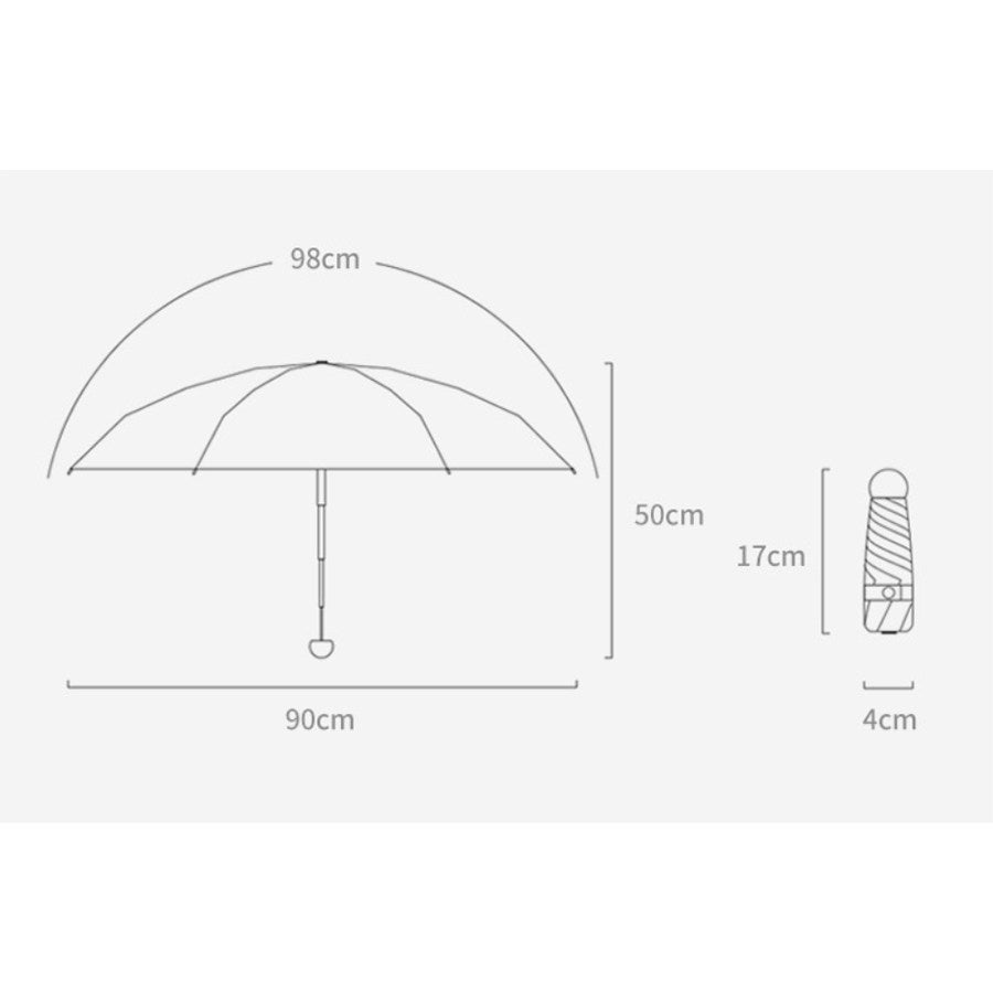 Parapluie de voyage anti-UV (vert), indice de protection UPF 50, 99,9 % compact et léger, format portable, pliable, se glisse dans un sac à dos - 6