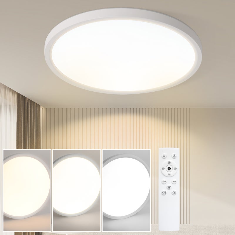 NETTLIFE Płaska lampa sufitowa LED Ø30CM łazienkowa kuchenna okrągła biała 24W ściemnialna