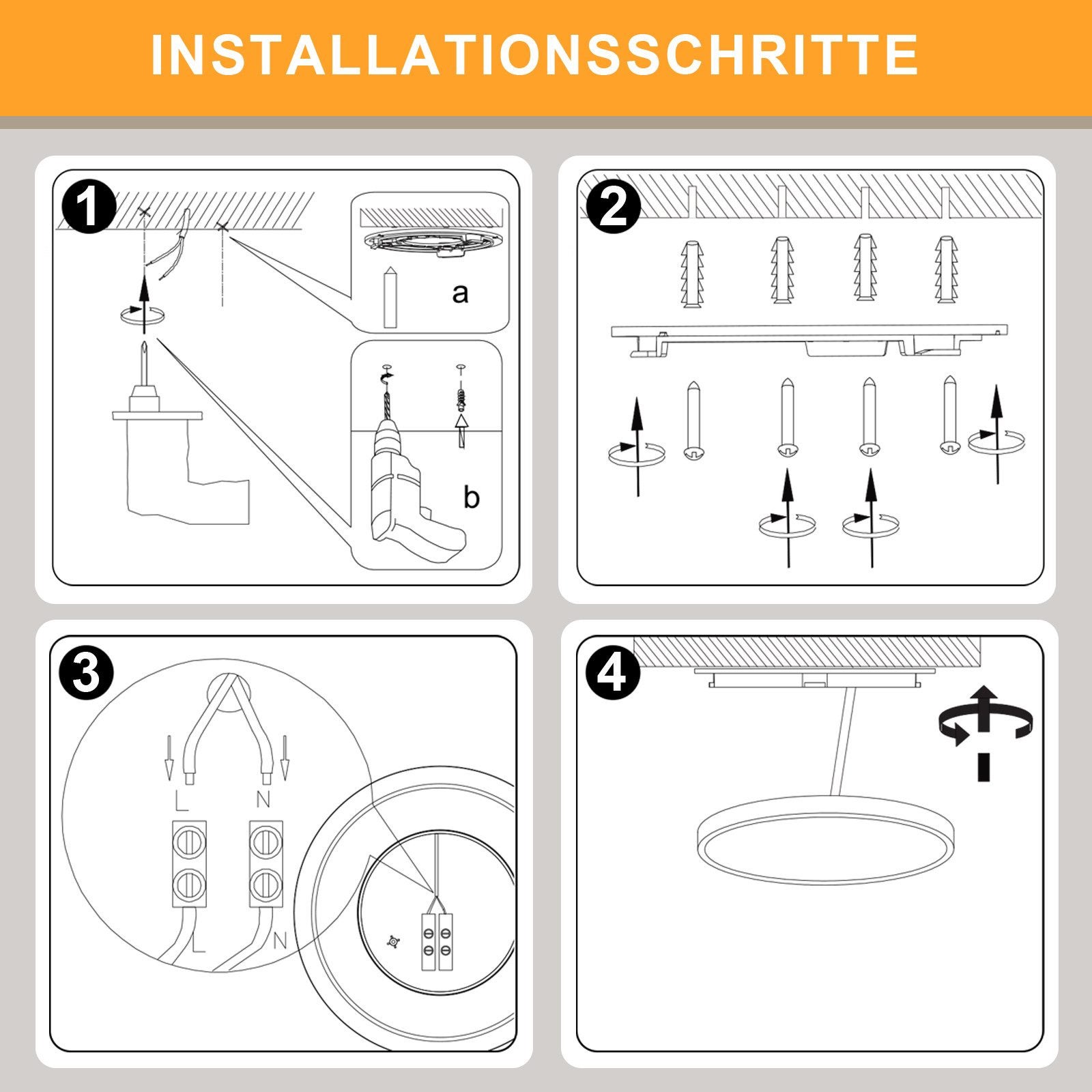 NETTLIFE Lampa sufitowa LED do łazienki, płaska, 30 cm, 24 W, okrągła, biała, do kuchni, nieściemnialna - 7