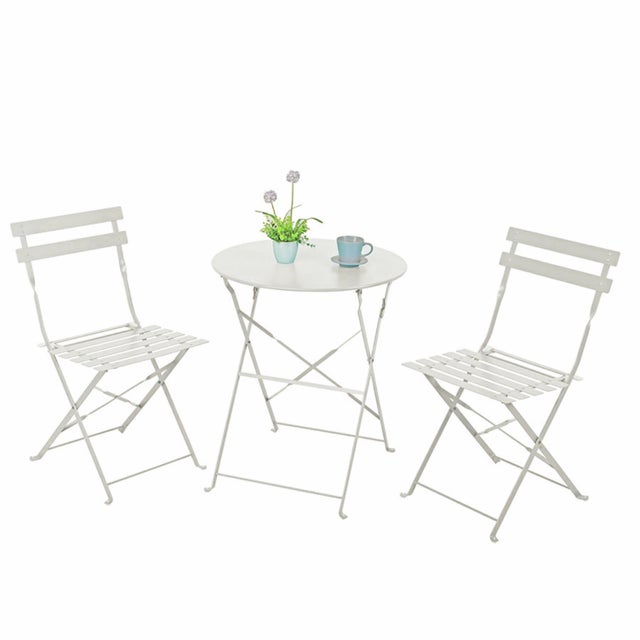 Conjunto de mesa e cadeiras dobráveis, cor branca Conjunto de mesa e cadeiras turquesa para jardim e terraço