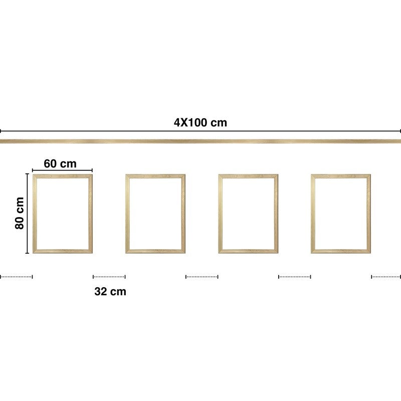 Moulures murales en bois décoratives en kit de 4 cadres - Antoinette - 4 mètres - Faciles à coller et prêtes à peindre - Fabrication française - 3