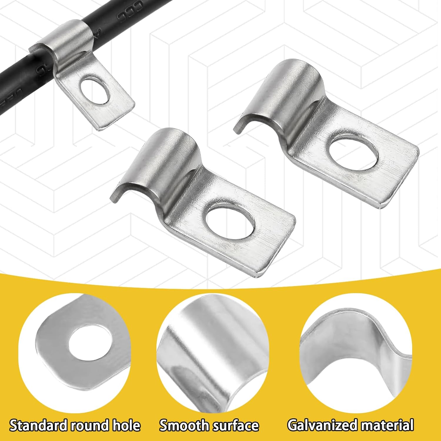 100 pezzi morsetti per tubi a forma di U, clip di serraggio in acciaio inossidabile, per il fissaggio di cavi, tubi, rete rigida (4 mm) - 4