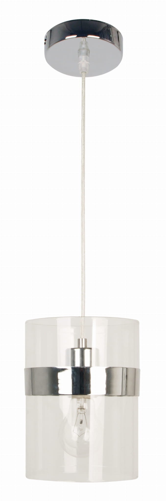 Lampa wisząca BRANDO chromowana-przezroczysta 1 x E27 x 60W wym: 110 x 15 x 15 cm Candellux