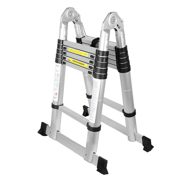 Scala telescopica, scaletta, scala multiuso, scala pieghevole fino a 150 kg, scala multifunzione 1,9 + 1,9 m, 3,8 m