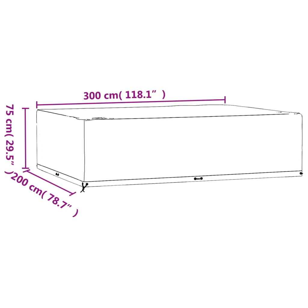 vidaXL Housse de salon de jardin 16 œillets 300x200x75cm rectangulaire - 8