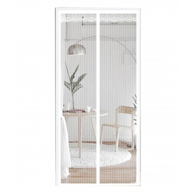 Moskitiera magnetyczna z koronką w paski, anty-komary, 120 x 210 cm (biała)