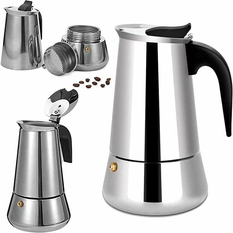 Moka Pot ze stali nierdzewnej 9-filiżankowy ekspres do kawy kompatybilny ze wszystkimi rodzajami ciepła 9 filiżanek - 5
