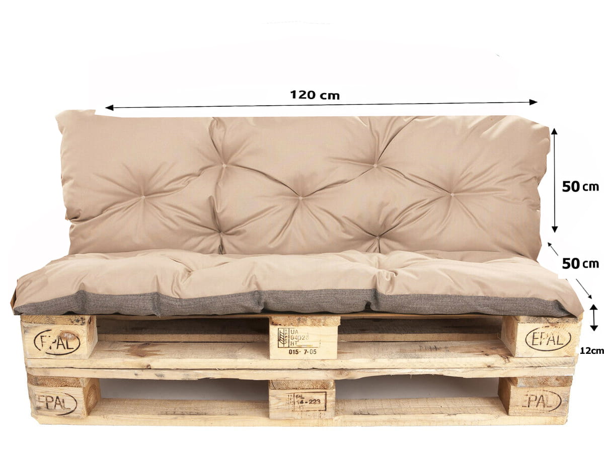 Coussin de jardin pour une palette de 120 x 50 x 50 cm Beige Intérieur Extérieur Setagrden - 2