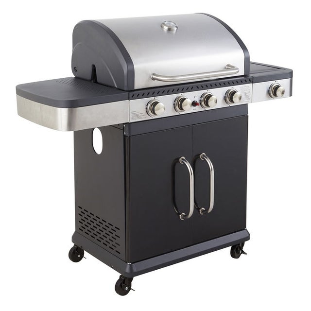 Barbecue gaz FIDGI - Grill/Plancha - 4 bruleurs + réchaud latéral - Cook'in Garden