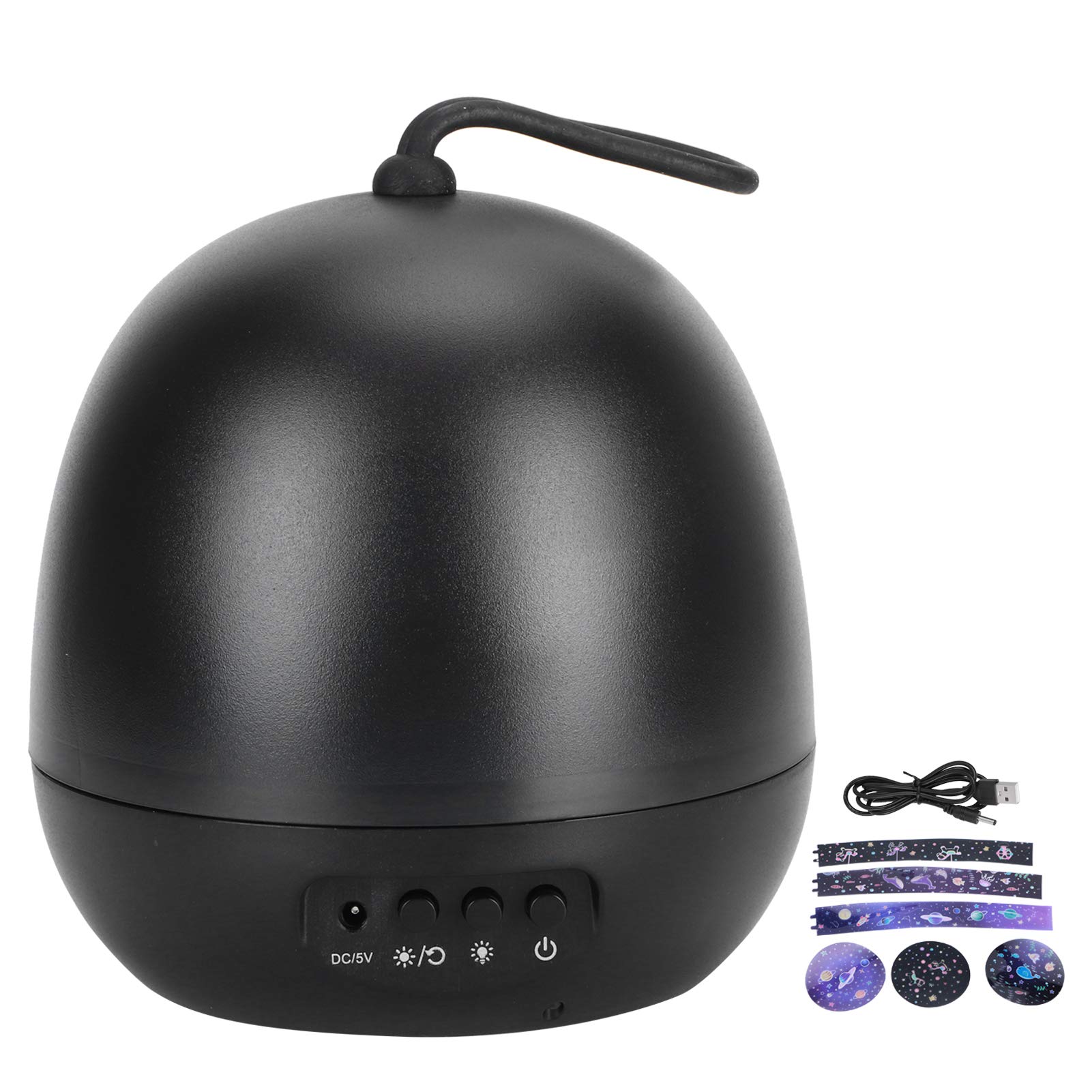 Lámpara de proyector de estrellas con batería usb, luz de noche para dormitorio infantil, regalo para niños (negro)