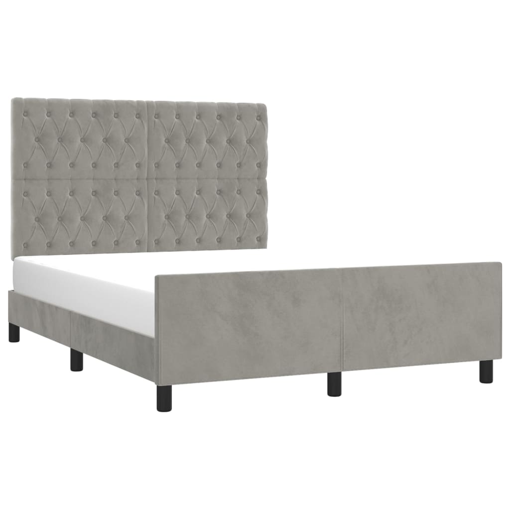 Cadre de lit sans matelas en velours gris clair pour la chambre, 140 × 200 cm - 3