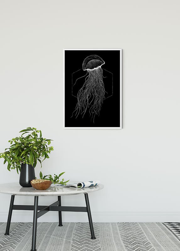 Cartel artístico de komar - jellyfish black - talla: 50 x 70 cm