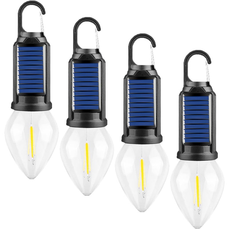 Zestaw 4 latarek kempingowych LED ładowanych przez USB, oświetlenie namiotu zewnętrznego (typ spiczasty)