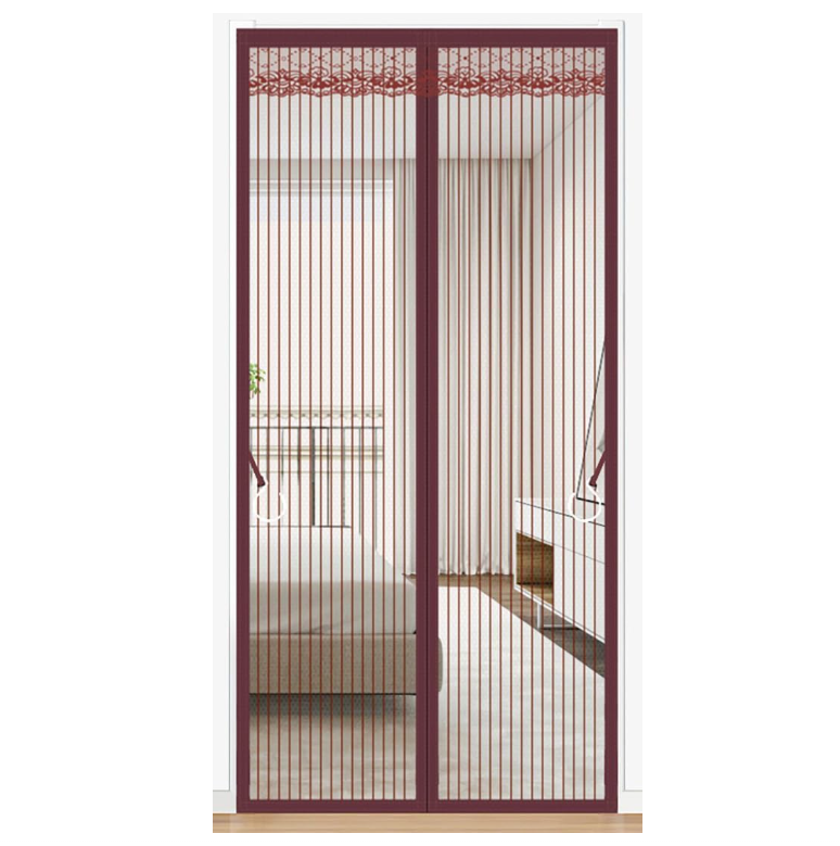 Samoprzylepne magnetyczne drzwi ekranowe bez wiercenia (paski kawa, 100 x 210 cm)