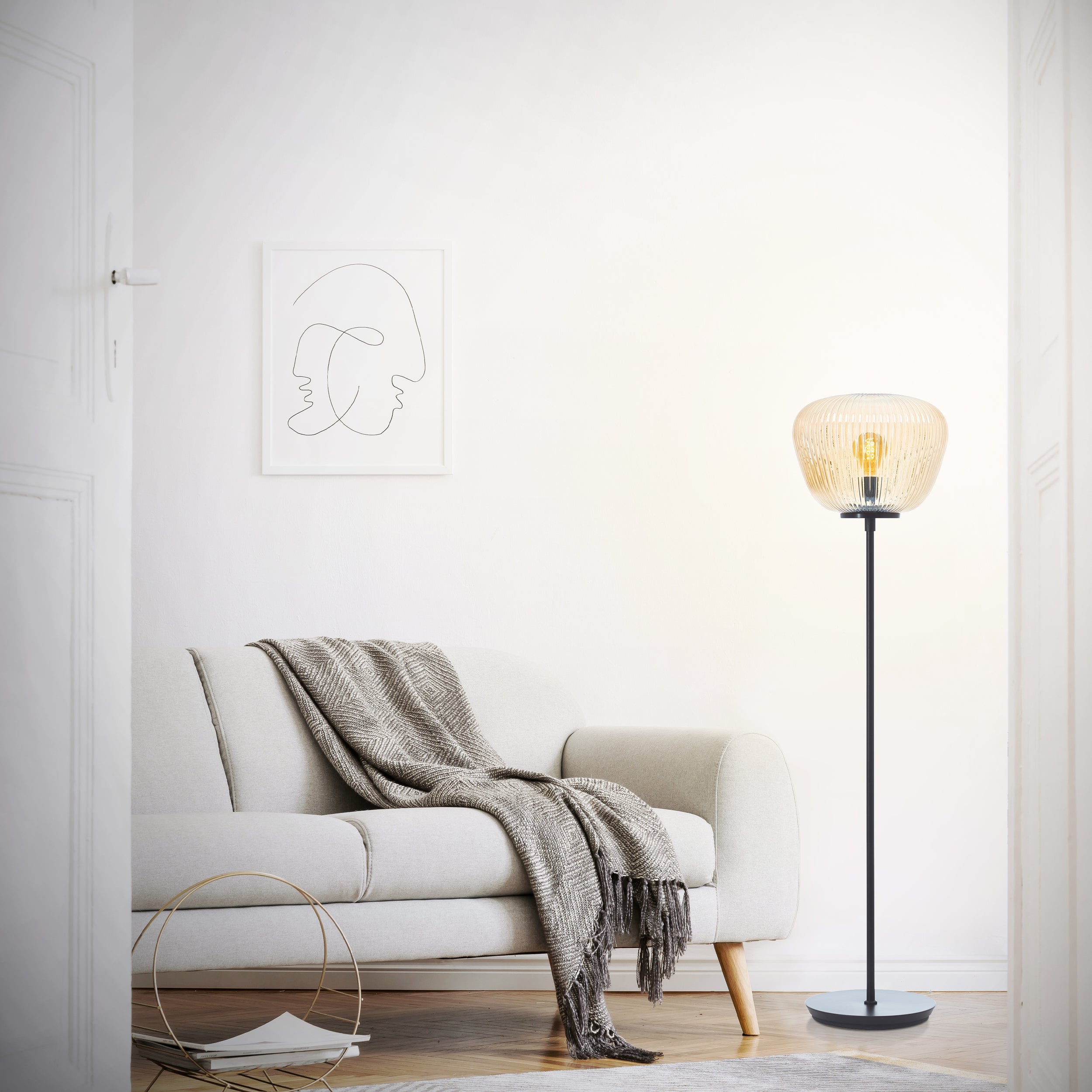 Brilliant lampa podłogowa Kaizen 140cm bursztynowy/czarny matowy metal brązowy 1x A60, E27, 40 W - 8