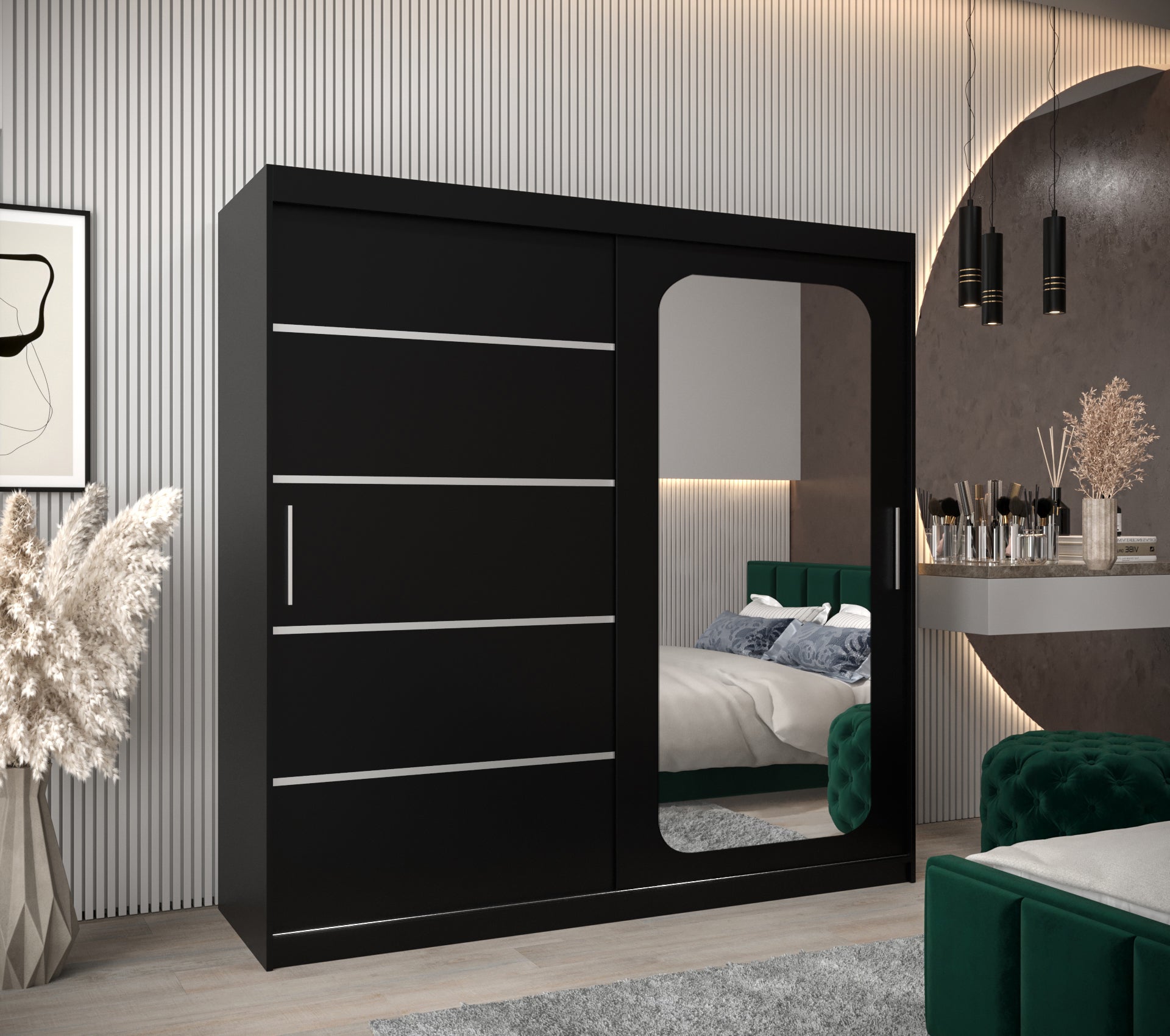 Szafa przesuwna garderoba PROMO V2 200 x 62 x 200 cm Czarny - Abiks Meble