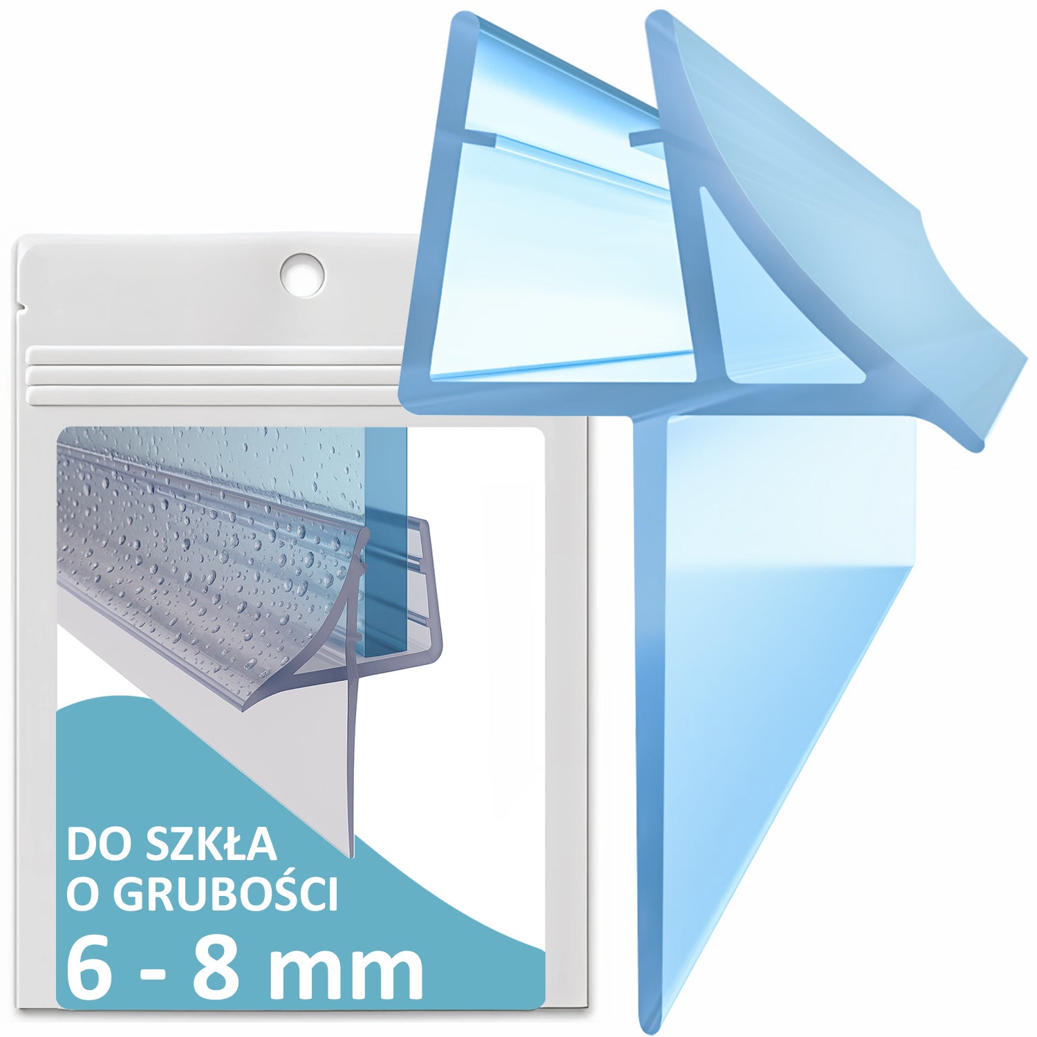 150 cm USZCZELKA DO KABINY PRYSZNICOWEJ SZYBY DRZWI DOLNA Z OKAPNIKIEM 6-8mm 150CM