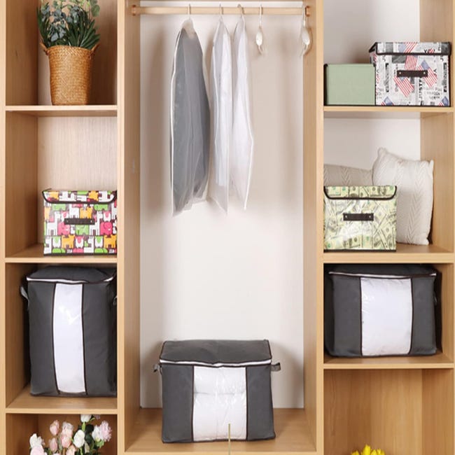 Set 3 Borse Sottoletto Pieghevoli 97x49x17 Cm - Contenitori Tessuto Per Piumini, Coperte, Lenzuola E Vestiti