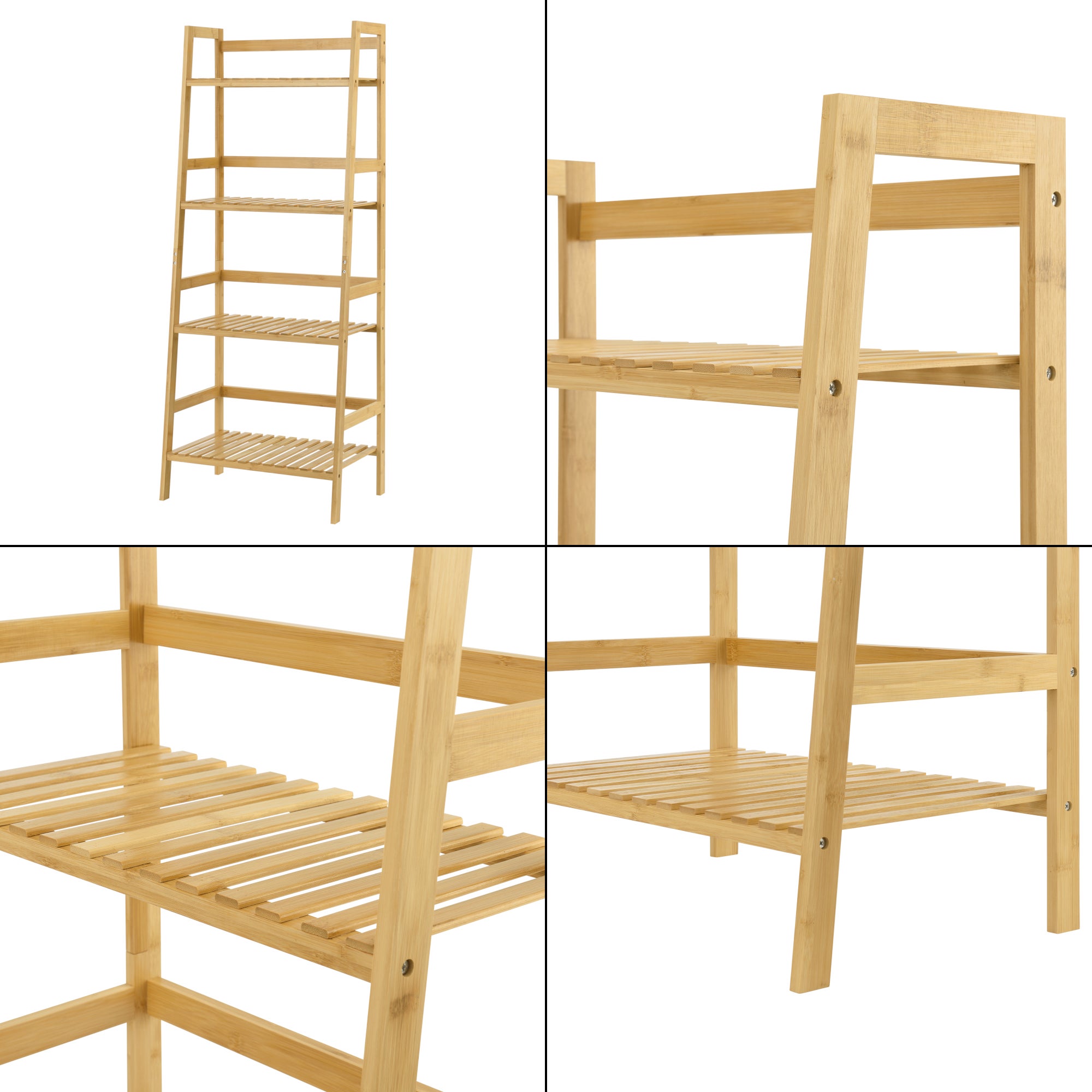 Scaffale a Scala Vinje con 4 Ripiani - Bambù Naturale [en.casa] - 7
