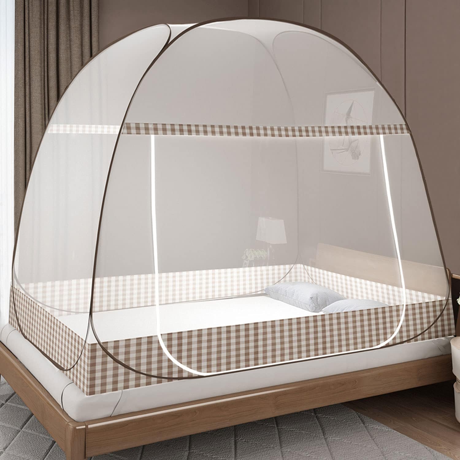 Mosquitera emergente de 190 x 90 x 90 cm - marrón, plegable y portátil para viajes, camping, tienda de campaña a prueba de insectos, práctica y sencil