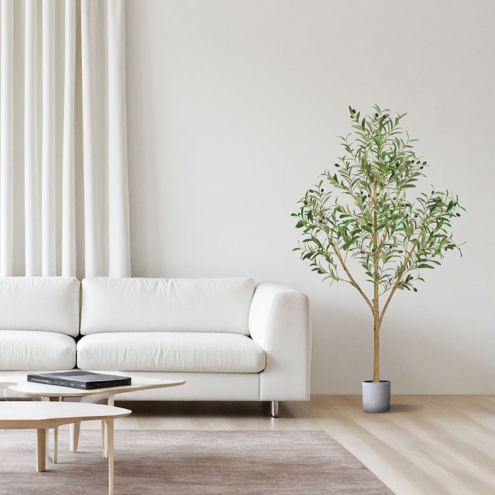 Arbre Artificiel,VEVOR 1,5 m,Plante Artificielle en PE Olivier Artificiel avec Pot Noir,pour Bureau,Chambre à Coucher,Décoration d'Intérieur - 8