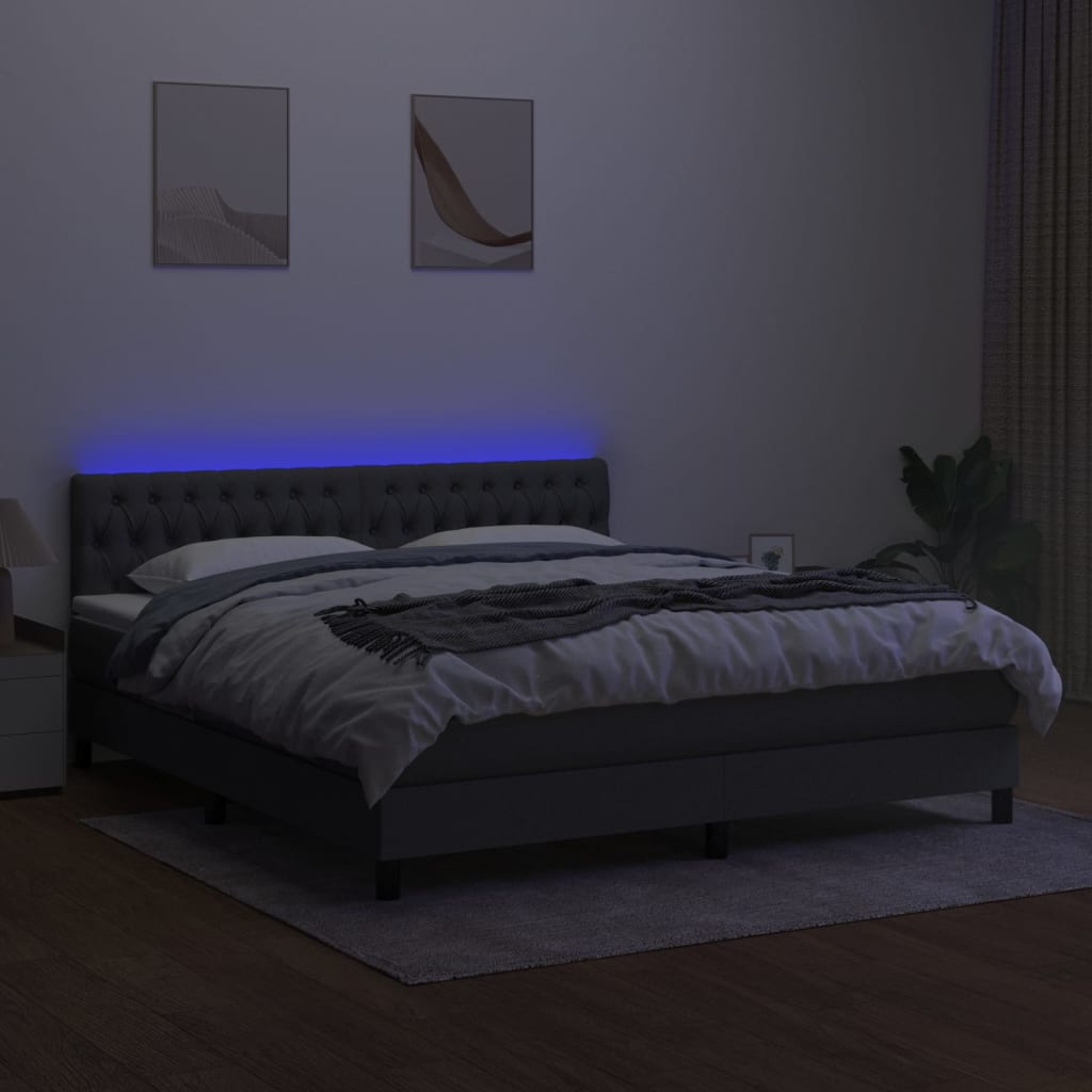 Maison Exclusive - Sommier à lattes de lit et matelas et LED Gris foncé 180x200 cm - 4