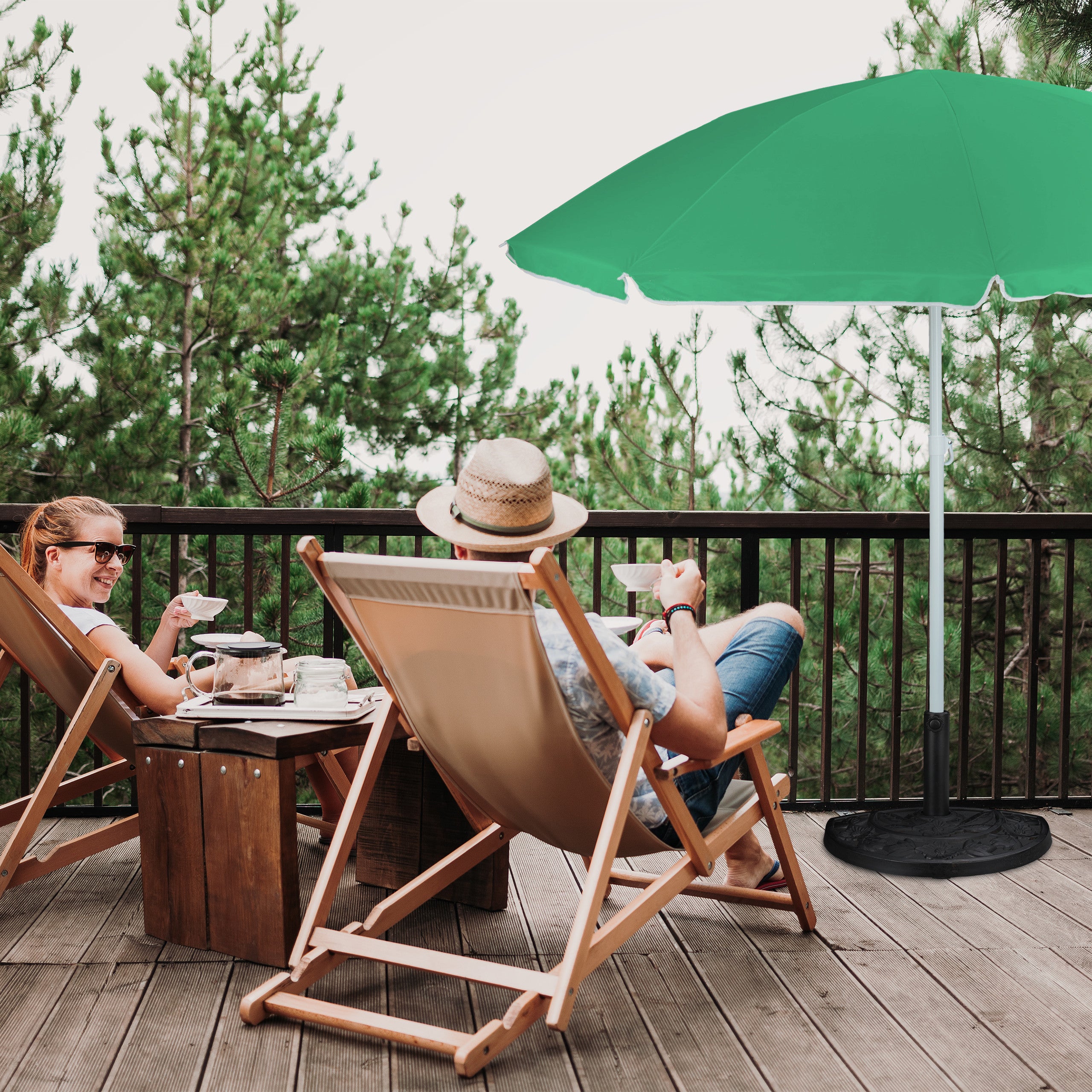 Pieds de parasol demi-rond, résistant aux intempéries, lourd, terrasse, barre 38mm, 50 x 32 cm, marron, Relaxdays - 3