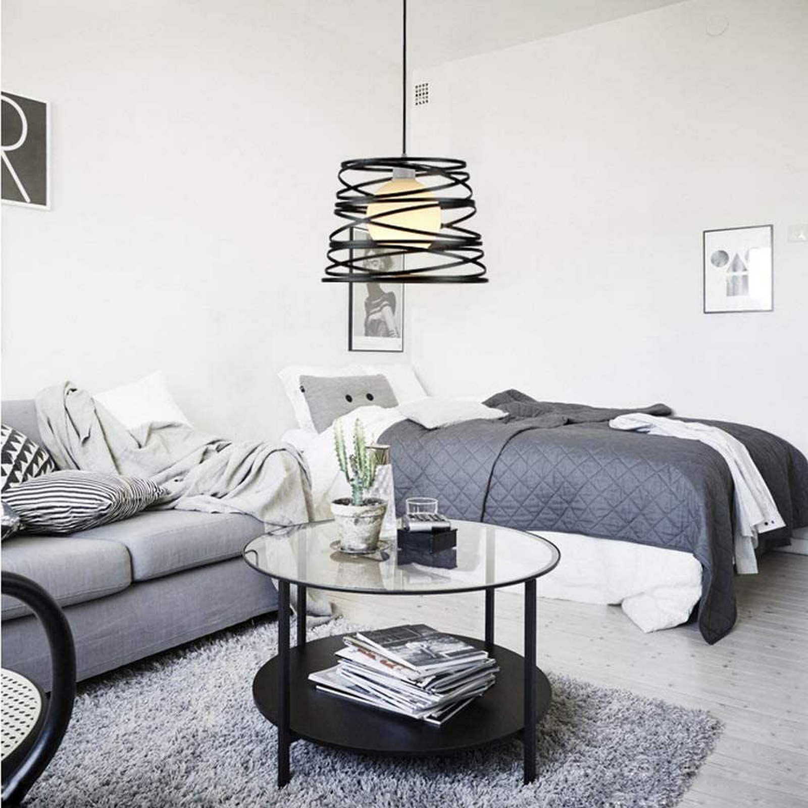 Lustre moderno suspensão faixas entrelaçadas ferro ataque mate E27 max 1x60W comprimento do fio 100cm mesa cozinha 230V PRETO - 2
