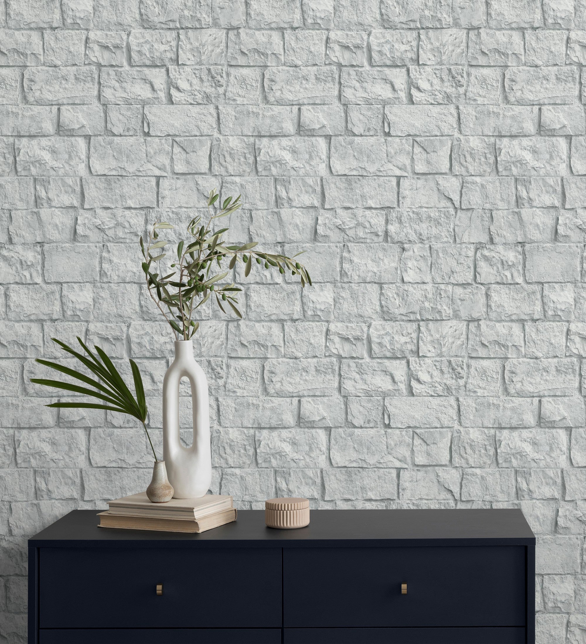 Papel pintado vinílico lavable muro de ladrillos en piedra natural con textura en relieve - zion fortress 682656 de gaulan - rollo de 10 m x 0,53 m