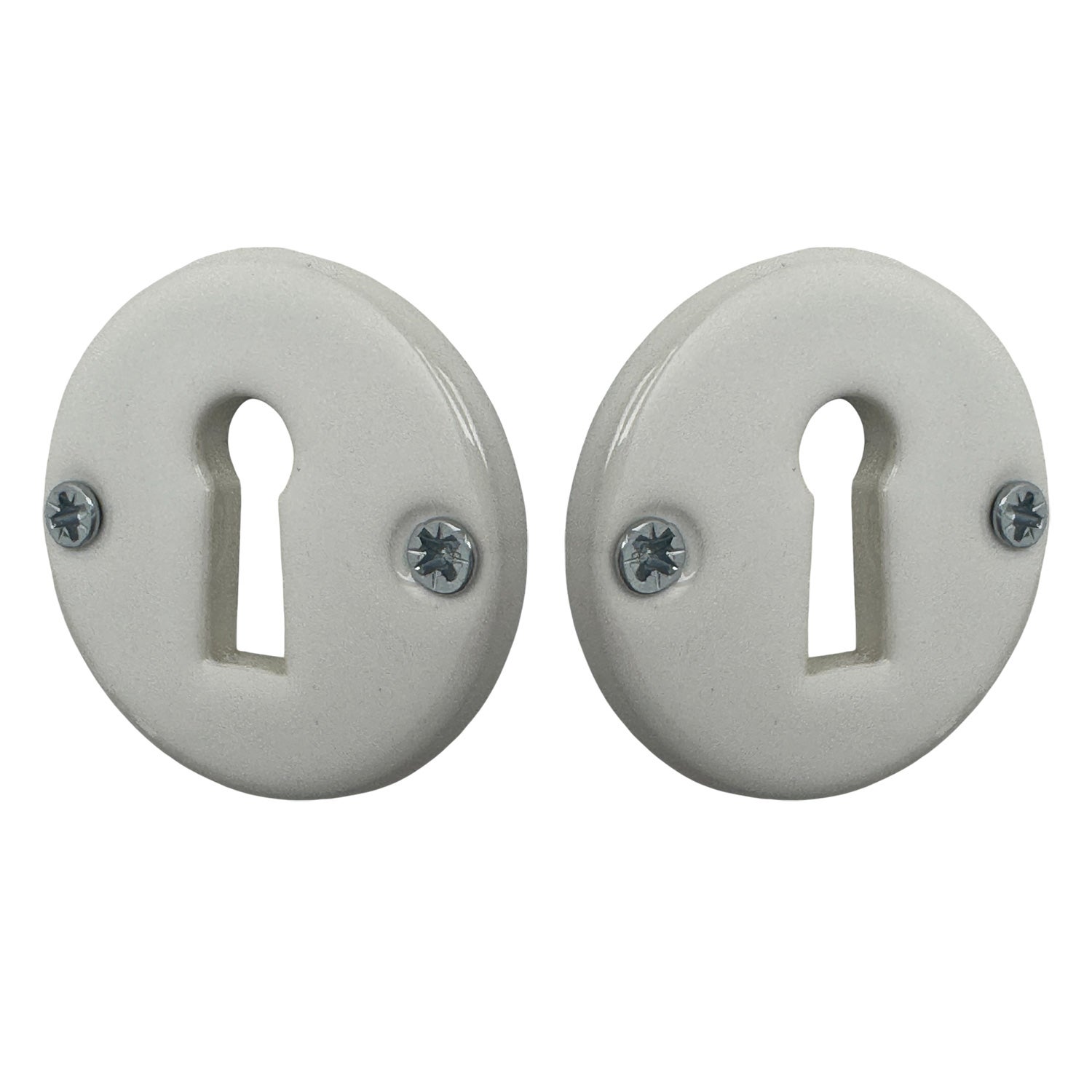 2 rosaces de poignée de porte rondes JANELLE entrée de clé, Porcelaine blanc - 3