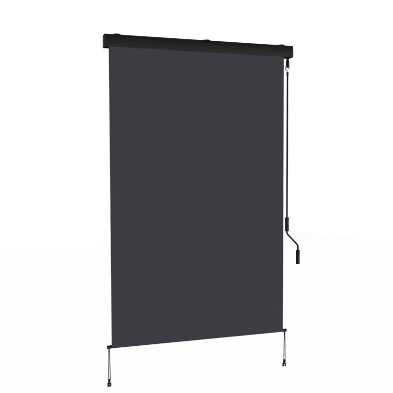 Store vertical 1,8 x 2,5 m enrouleur extérieur terrasse ou balcon - Armature Anthracite mat - Toile Gris anthracite - 2