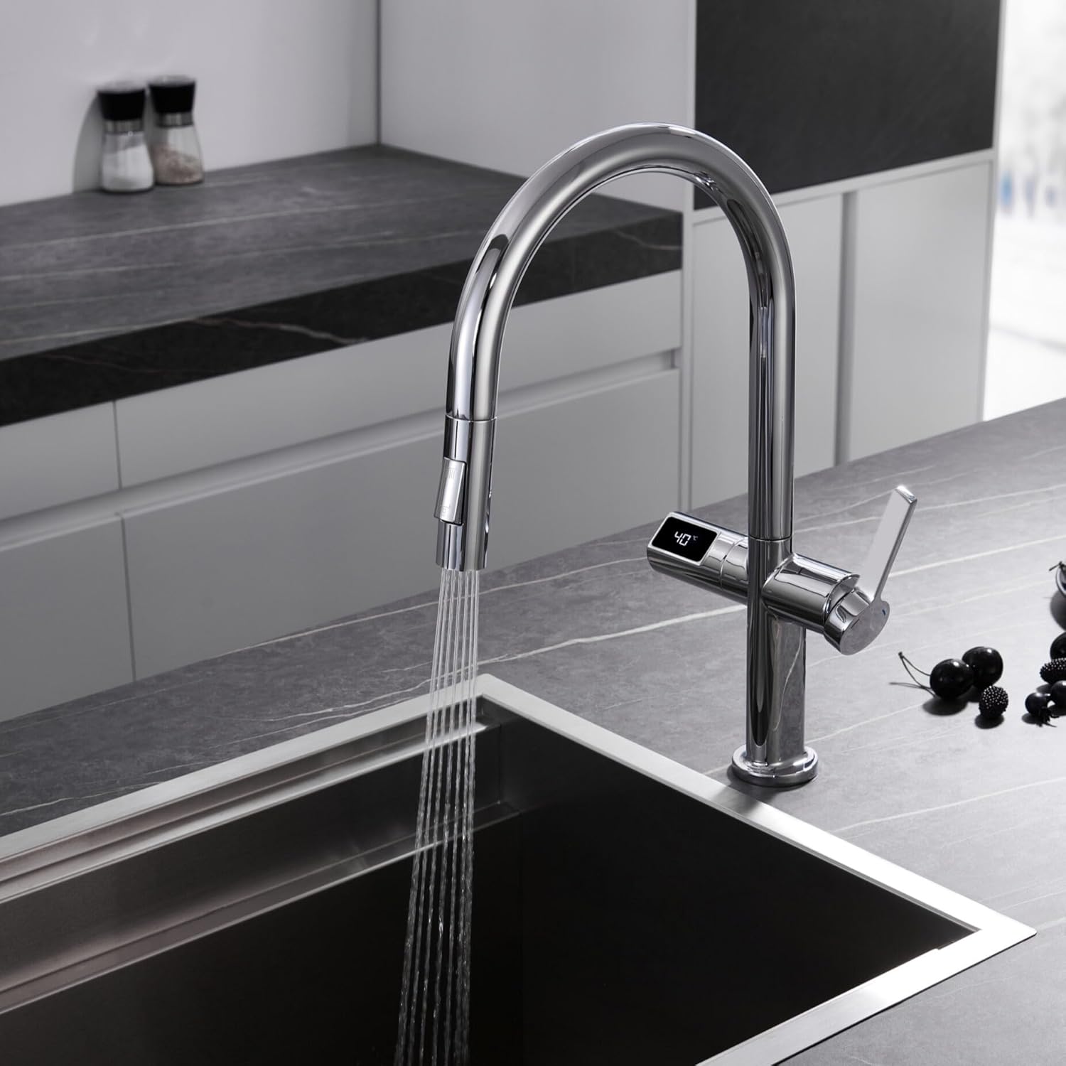 IBERGRIF GRIFO COCINA FREGADERO DUCHETA EXTRAIBLE NEGRO M22136B