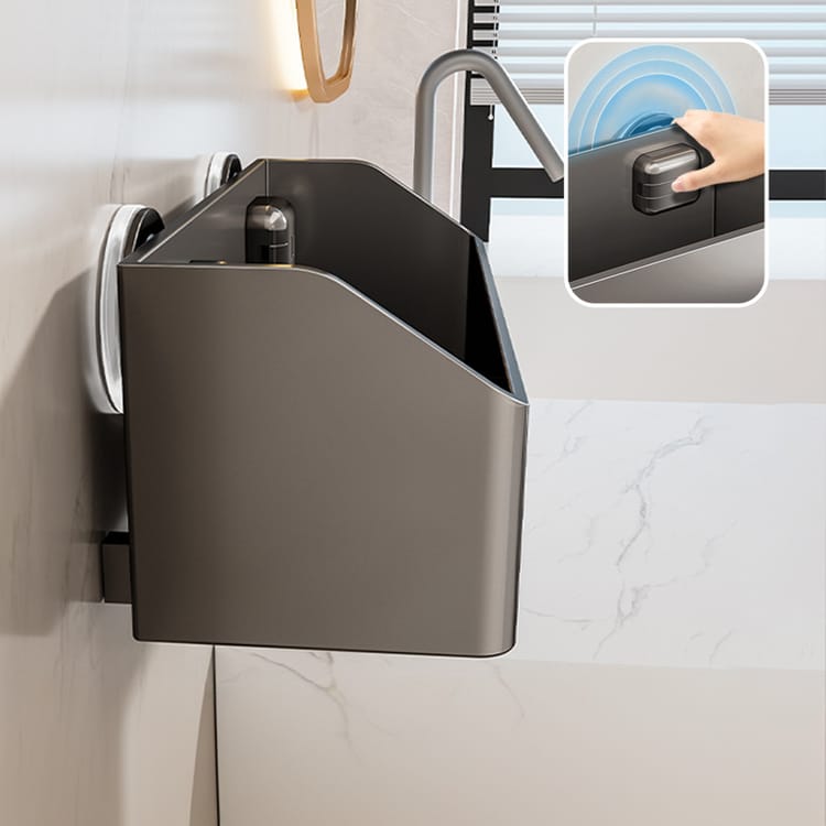 Étagère à Ventouses - Sans Perçage - pour Salle de Bain - Fixation Murale - Matériaux Durables - Gris foncé Petite étagère - 12*9.5*11.5 cm - 4