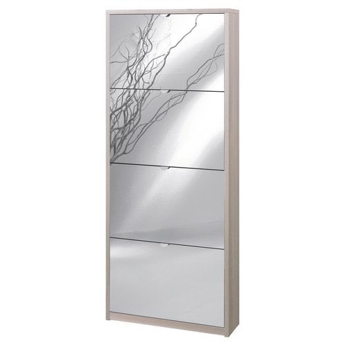 Armoire à chaussures moderne 4 portes avec miroir 10 paires de chaussures Glenn - 7