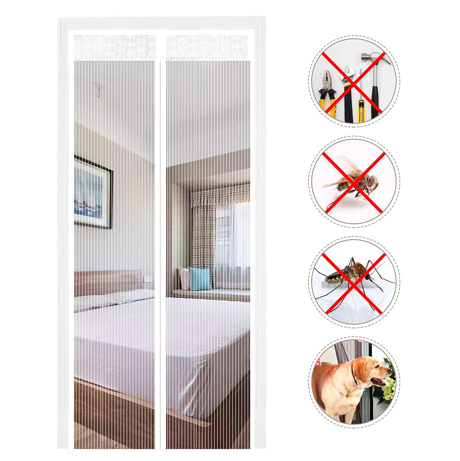 Tenda Magnetica Per Porta - Schermo Anti Zanzare E Mosche Con Chiusura Magnetica