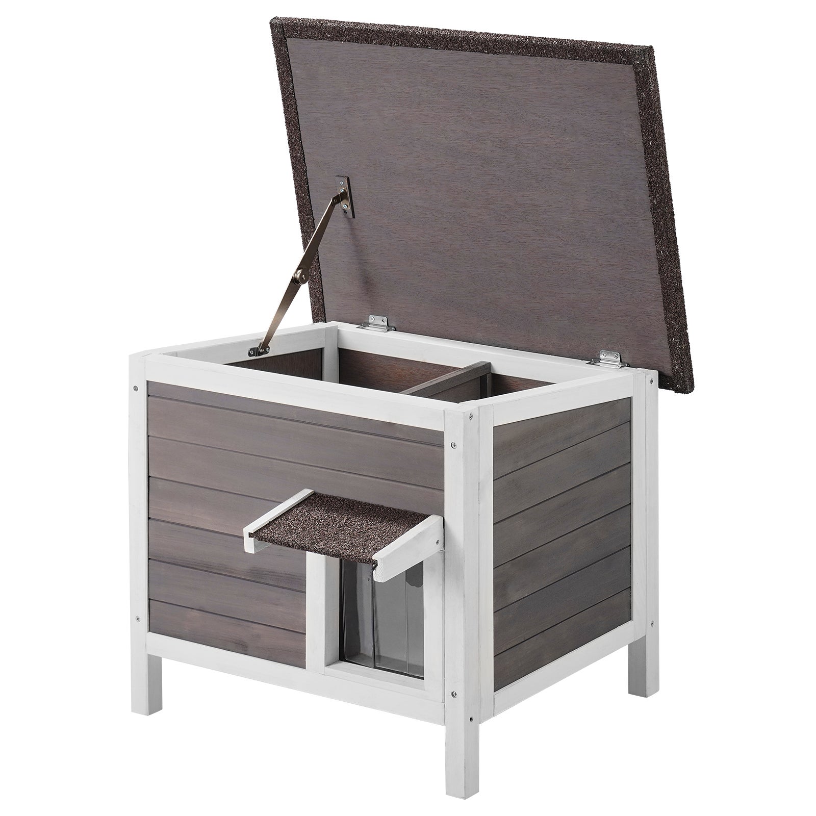 Abrigo de Exterior Isolado para Gatos SucceBuy, Casinha Resistente às Intempéries com Telhado Articulado e Entradas em PVC, Espaçosa Multi-Gatos - 3