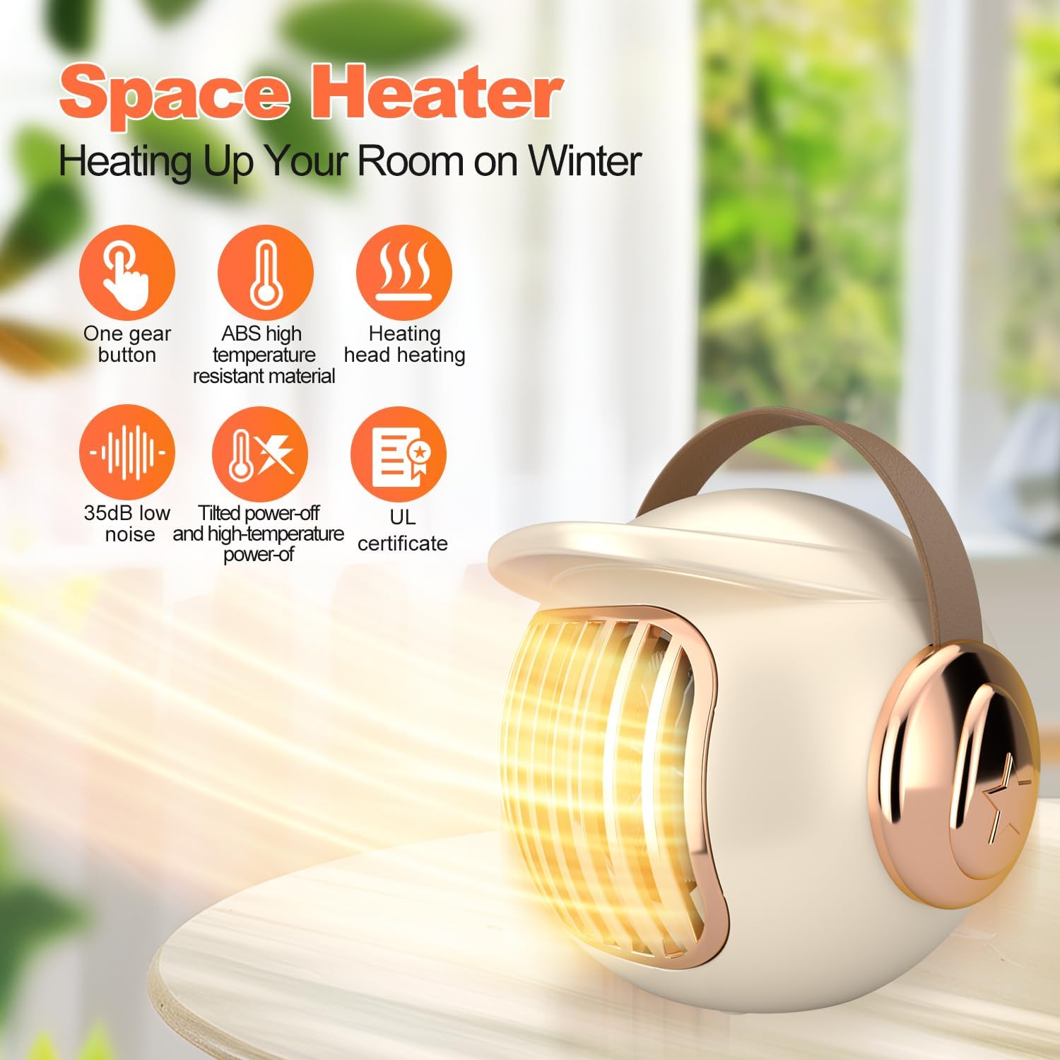 Mini chauffage portable beige crème 400W, chauffage instantané ...