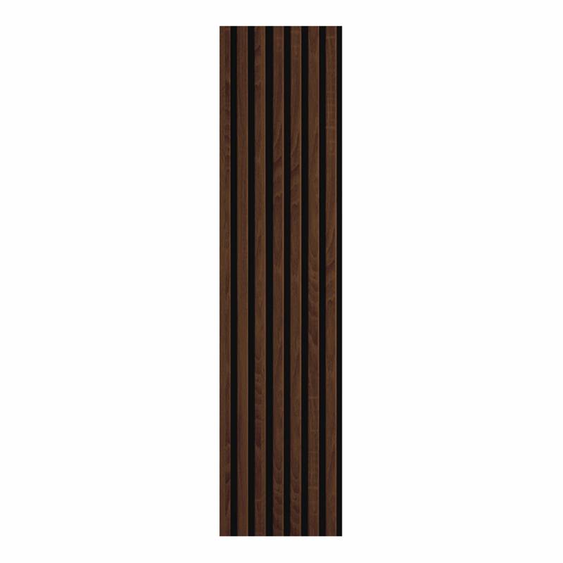Panneau Mural acoustique tasseaux bois 120 x 30 x 1,9 cm - décor chêne foncé / feutrine noir - 0,36m² - 3