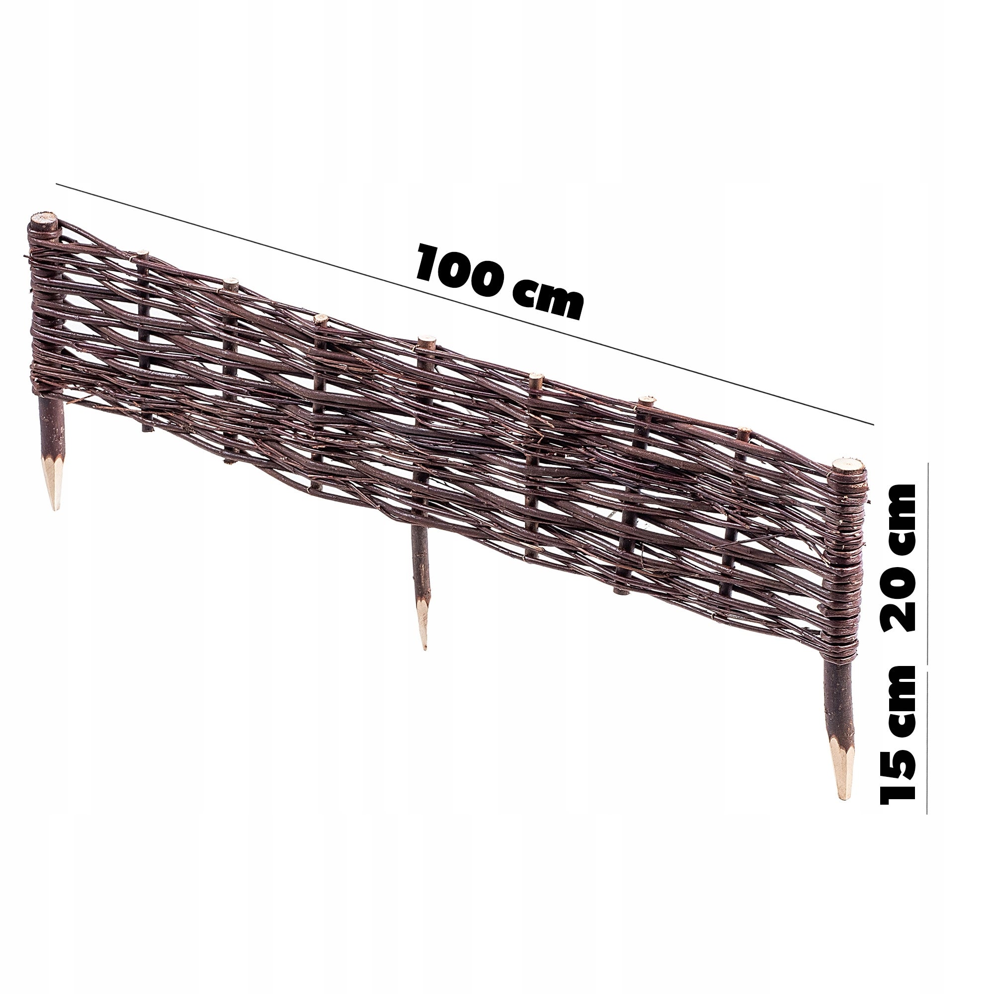 KADAX Palissades en Osier Naturel pour Jardin, Clôtures Décoratives pour Délimiter, Orner et Sublimer Votre Espace Exterieur (100 x 20 cm, Lot de 10) - 3