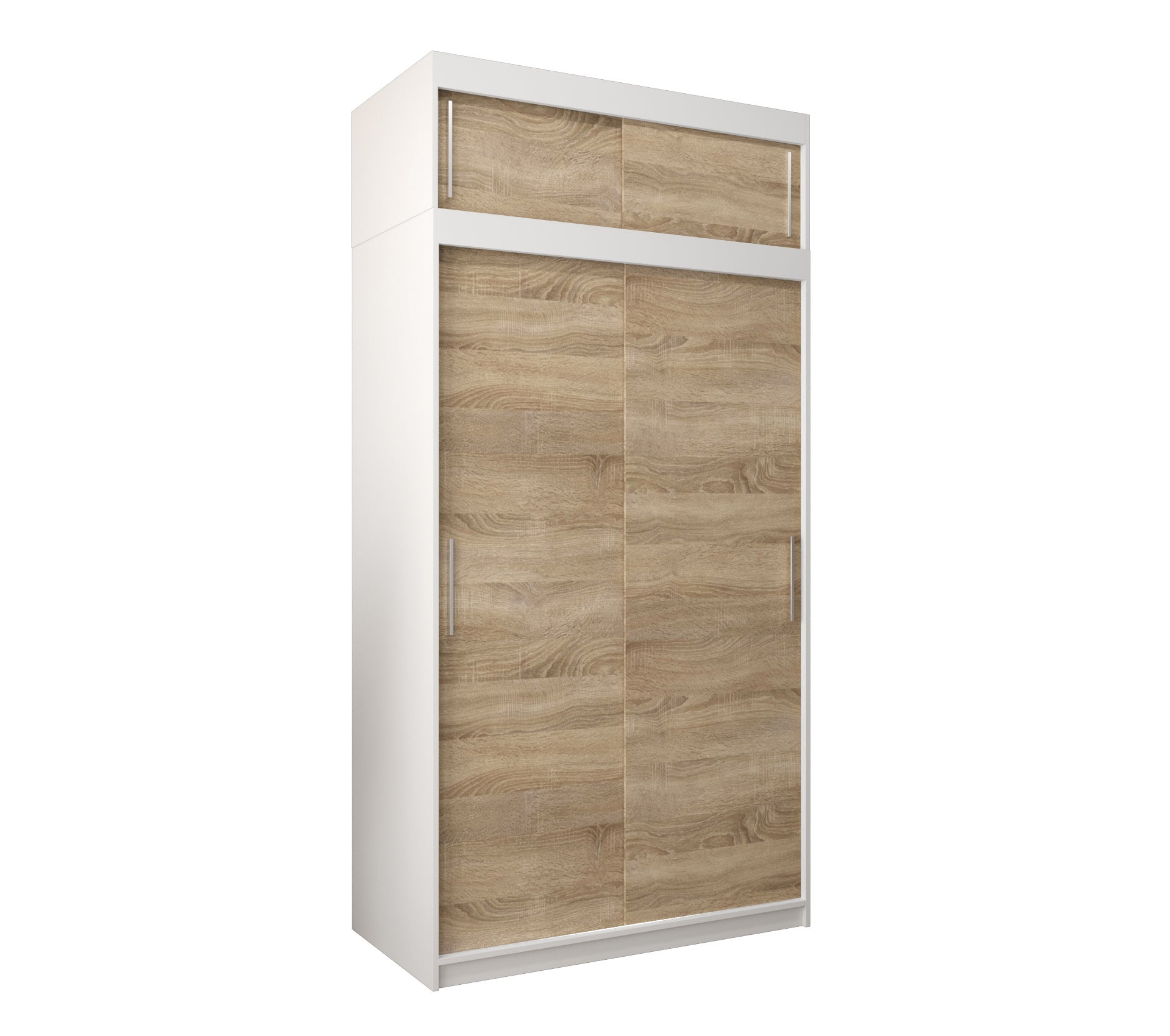 Szafa przesuwna z nadstawką garderoba TOKYO 120 x 62 x 240 cm Biały + Sonoma - Abiks Meble