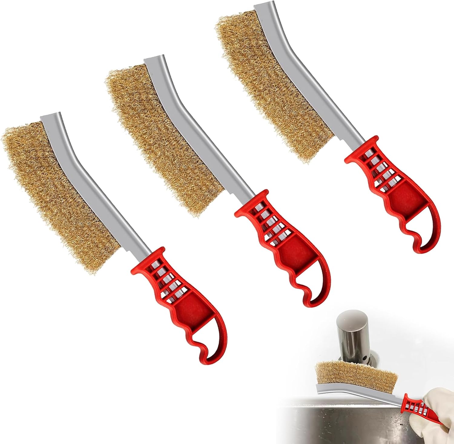 Set 2 Spazzole Metalliche In Acciaio Inox Per Pulizia Barbecue, Ruggine E Vernice, Manico Plastica