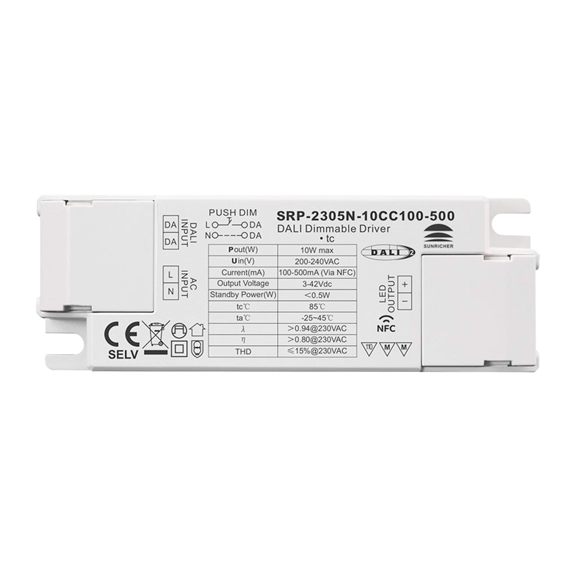 DP2 96W 100W CV RGB CW Dim DALI 2 Push lineaire LED-driver van de Chinese fabrikant