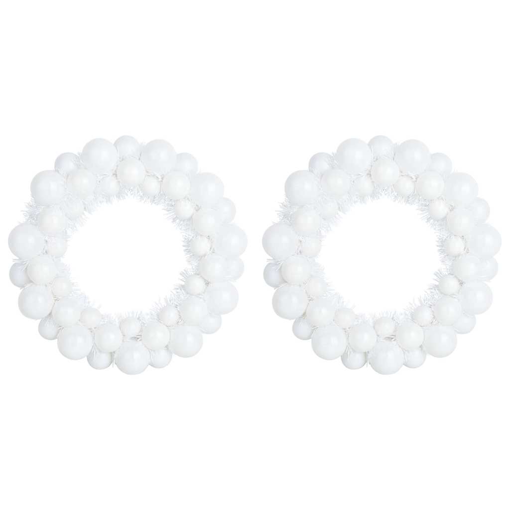Wieniec Bożonarodzeniowy z Bombkami 2 pcs Biały 33 x 33 x 7 cm