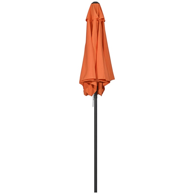 Parasol Ø196 cm, składany, sześciokątny parasol balkonowy, parasol plażowy, wiatroodporny, parasol z korbką, pomarańczowy