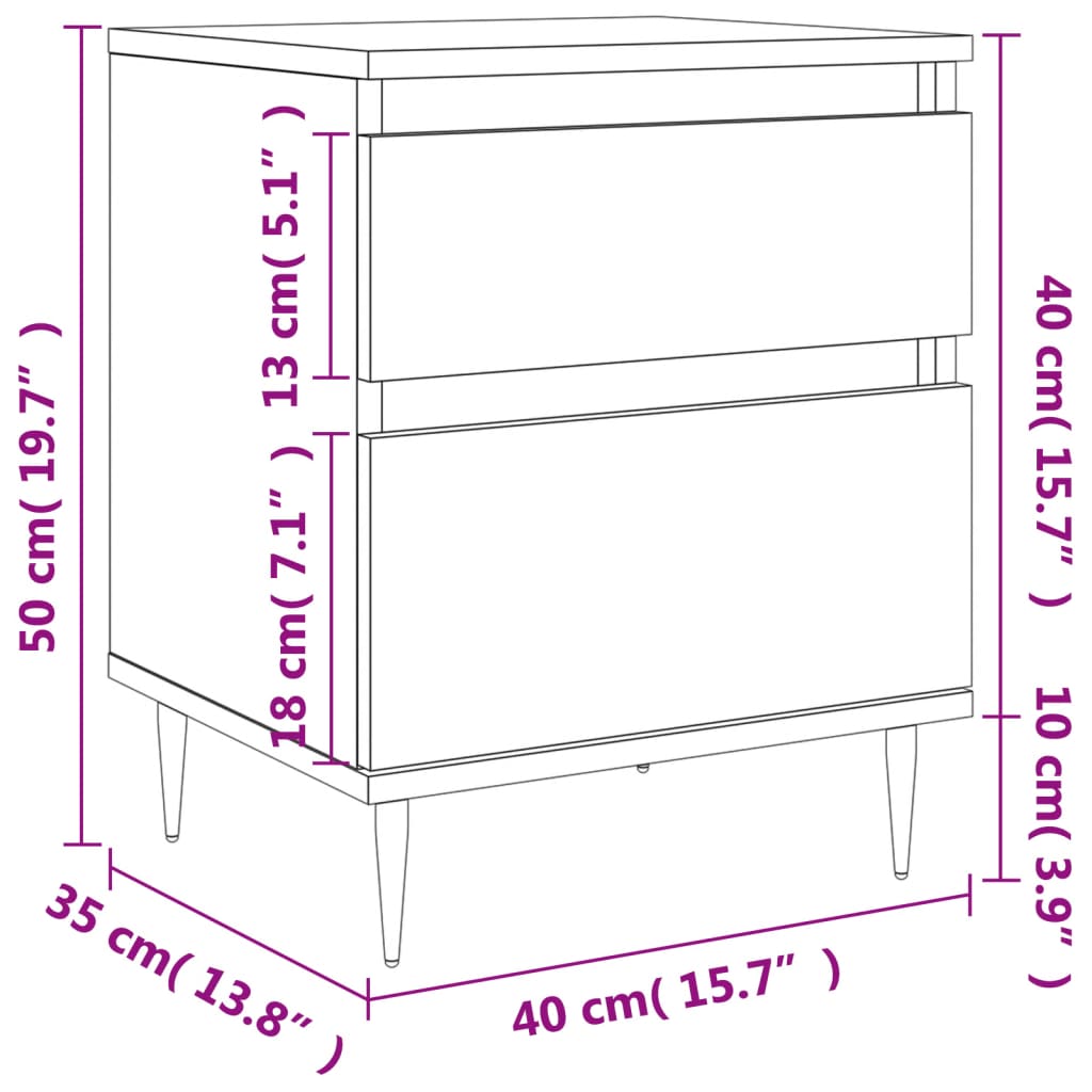 Table de chevet chêne fumé 40x35x50 cm bois d’ingénierie - 8